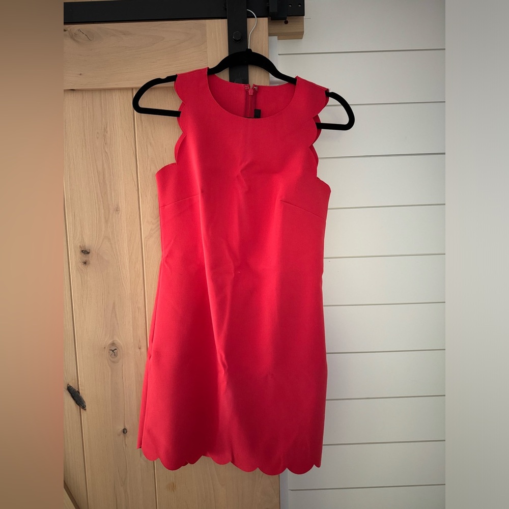 Jcrew red scalloped dress